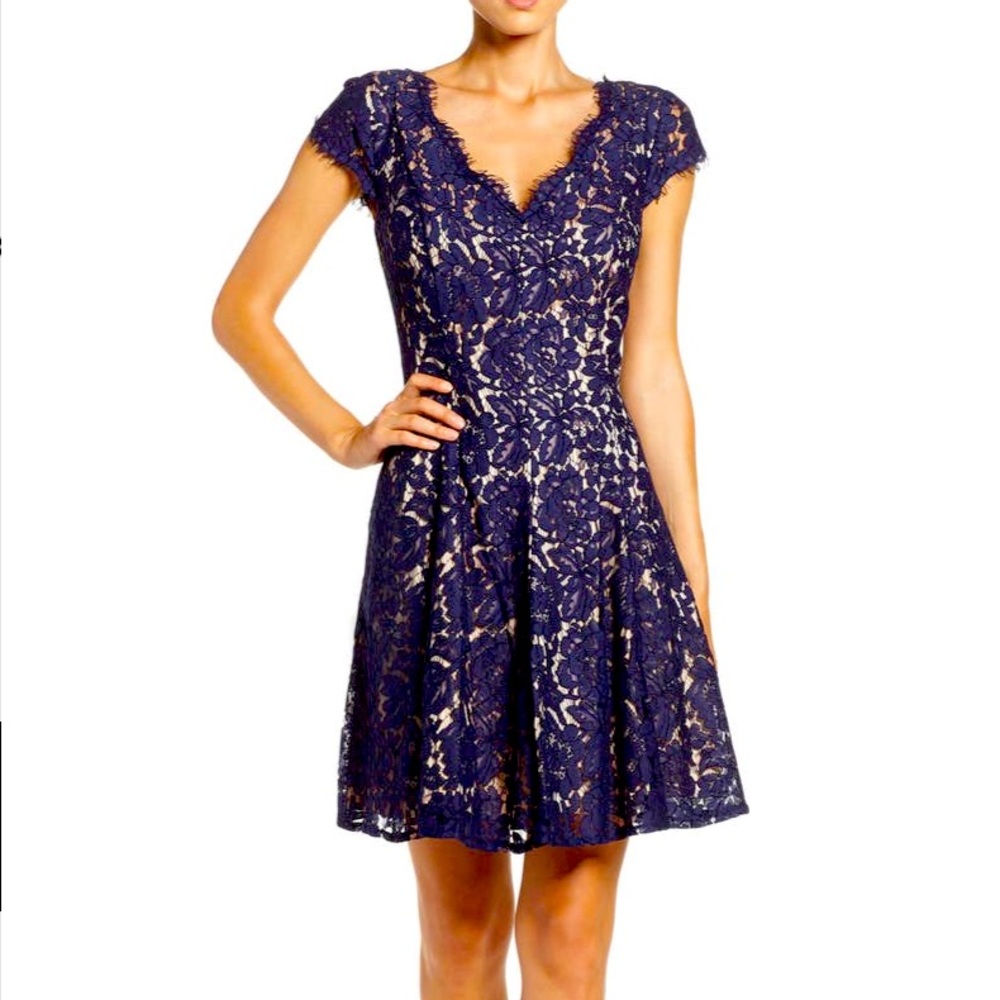 Eliza J fit and flair dress in navy blue